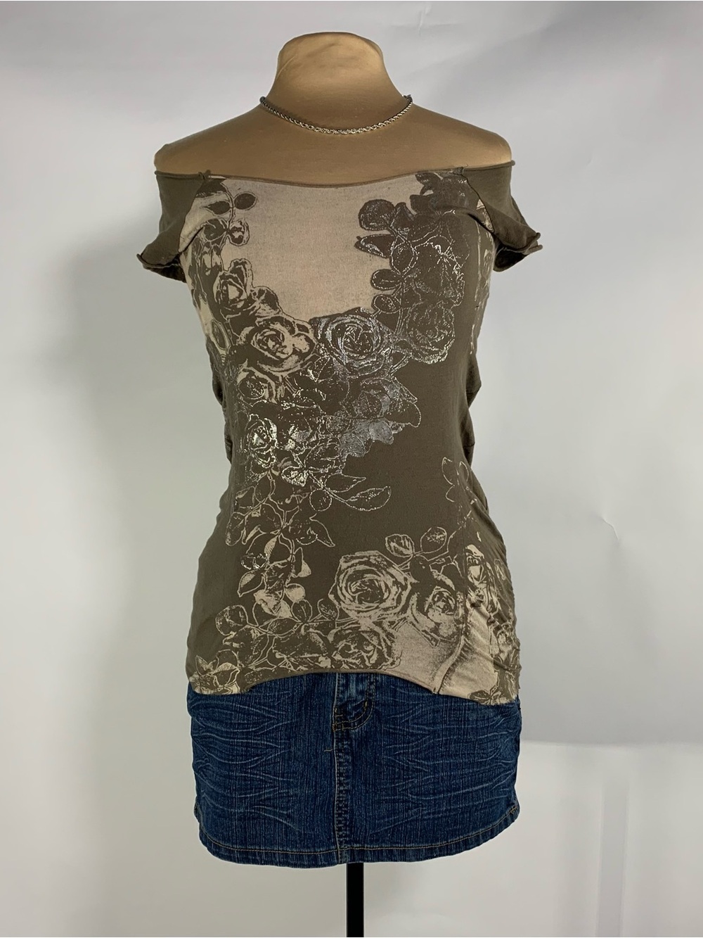 Guess Off Shoulder Floral Graphic Top Y2K Large - Picture 2 of 14
